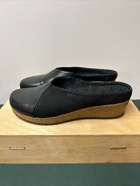 Stegmann Elsa Wedge Mules black  Leather Women’s Size 9.5 slip on comfy